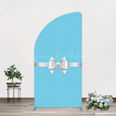 Lofaris White Bow Tiffany Blue Birthday Half Moon Arch Backdrop